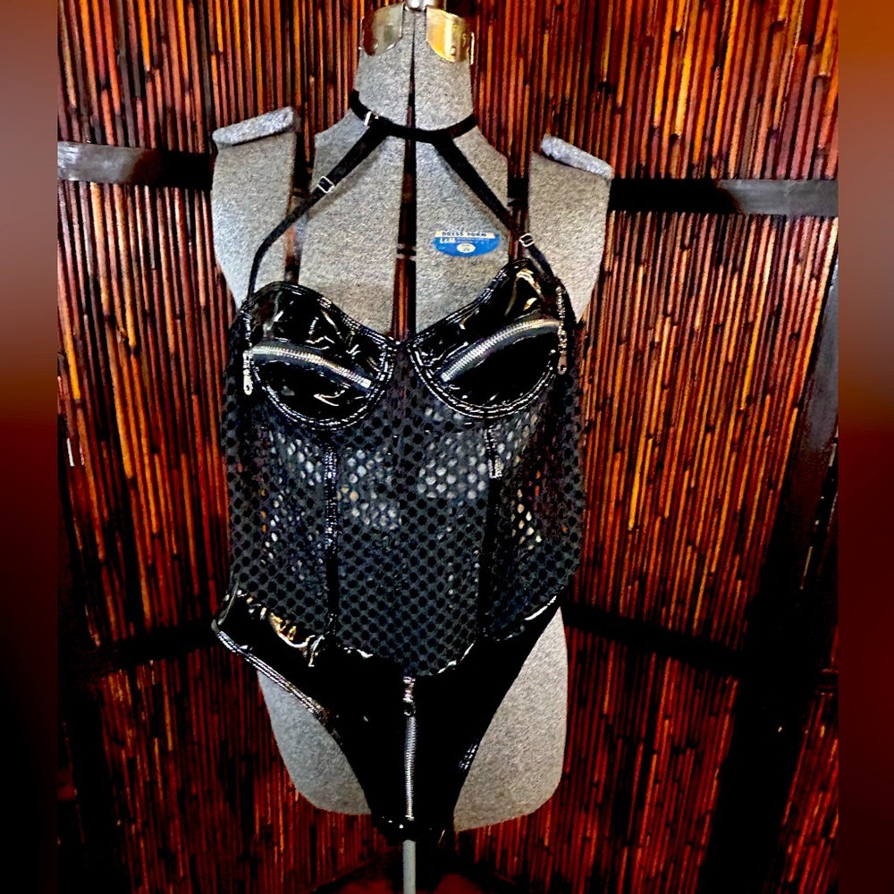 Zip Crotch Mesh Bodysuit